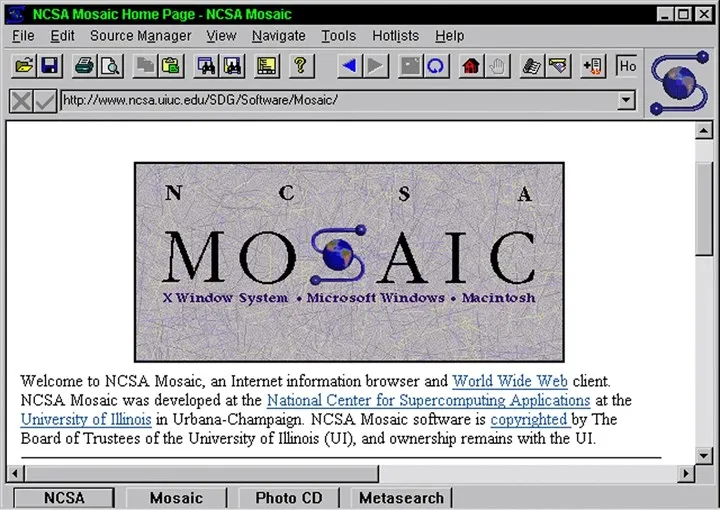 Mosaic, veb brauzer, internet, WorldWideWeb, Marc Andreessen, Eric Bina, NCSA, URL, hiperlink, Unix, Windows, Macintosh, AOL, Compuserve, Prodigy, ISP.
